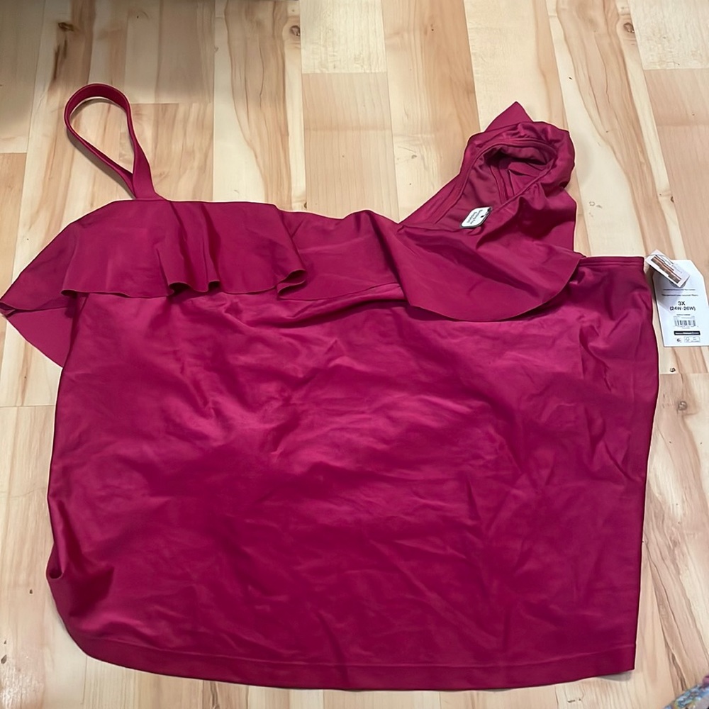 Time and Tru magenta  ruffle tankini BNWT